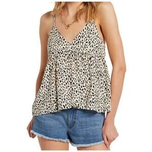 Volcom Cream and Black Spaghetti Strap Blouse
